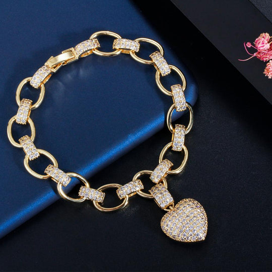 Cadena y Pulsera con Incrustaciones de Circonita