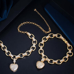 Cadena y Pulsera con Incrustaciones de Circonita