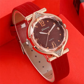 Kit – Reloj de Pulsera + Collar, Par de Aros y Anillo de Regalo