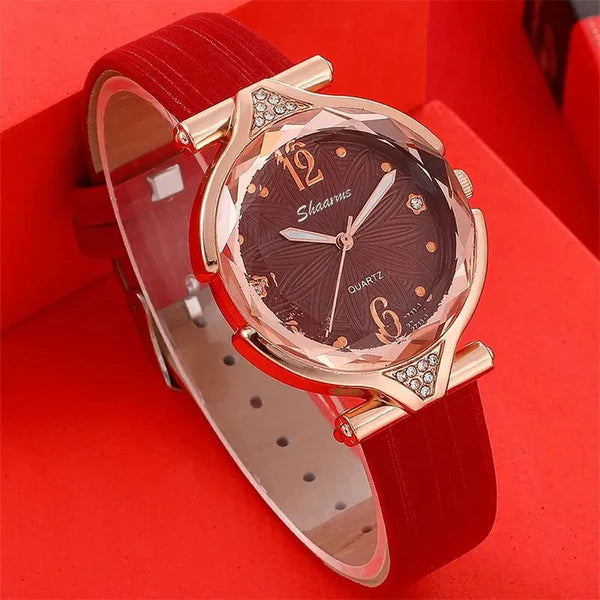 Kit – Reloj de Pulsera + Collar, Par de Aros y Anillo de Regalo