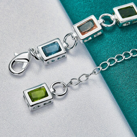 Pulsera de Cristales de Colores de Plata